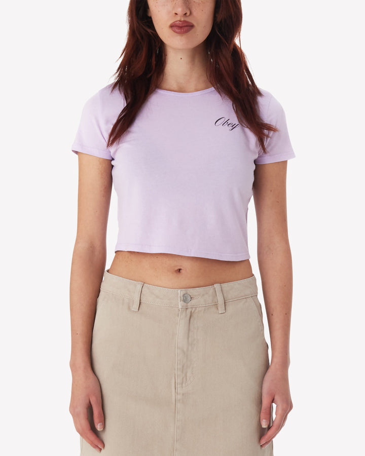 GLOBAL STUDIOS CROPPED FITTED T-SHIRT ORCHID PETAL