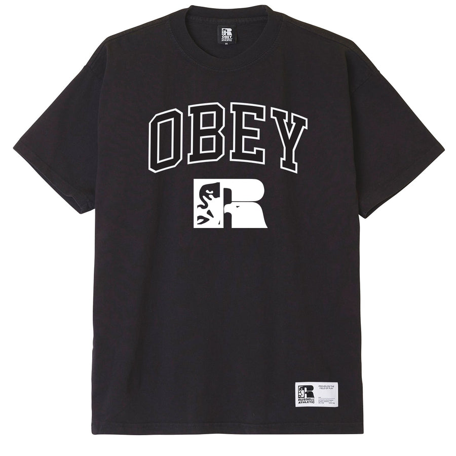 RUSSELL X OBEY COLLEGIATE HEAVYWEIGHT T-SHIRT BLACK