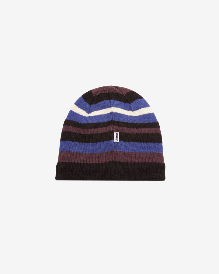 OBEY STRIPE KNIT BEANIE BLACK MULTI