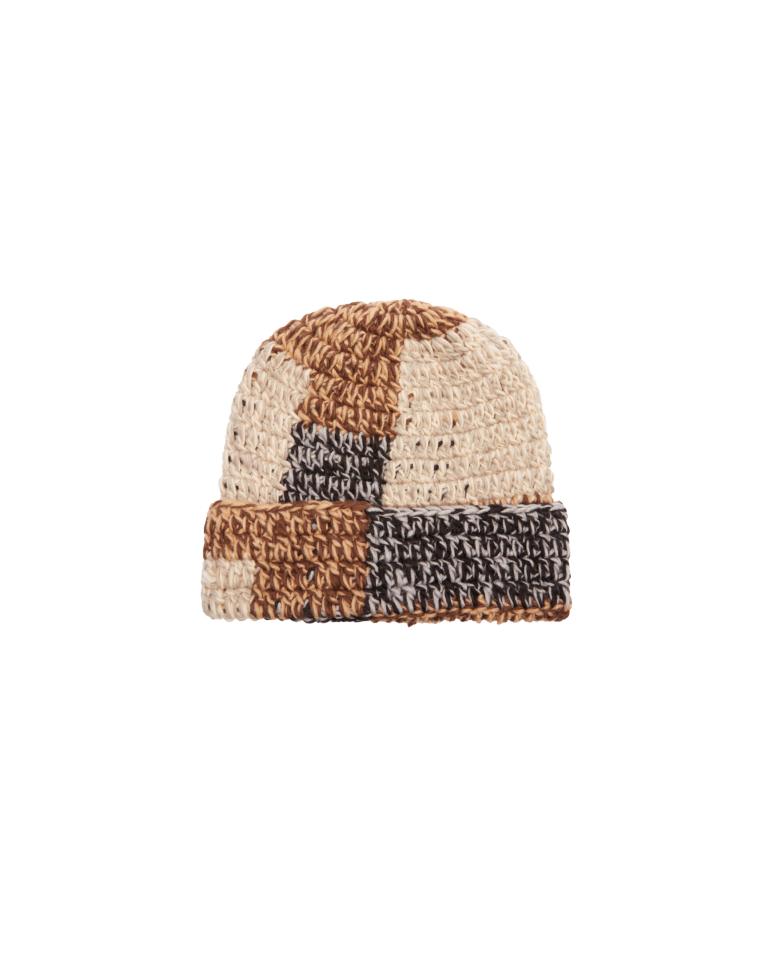 PATCHWORK RIB BEANIE Brown Multi