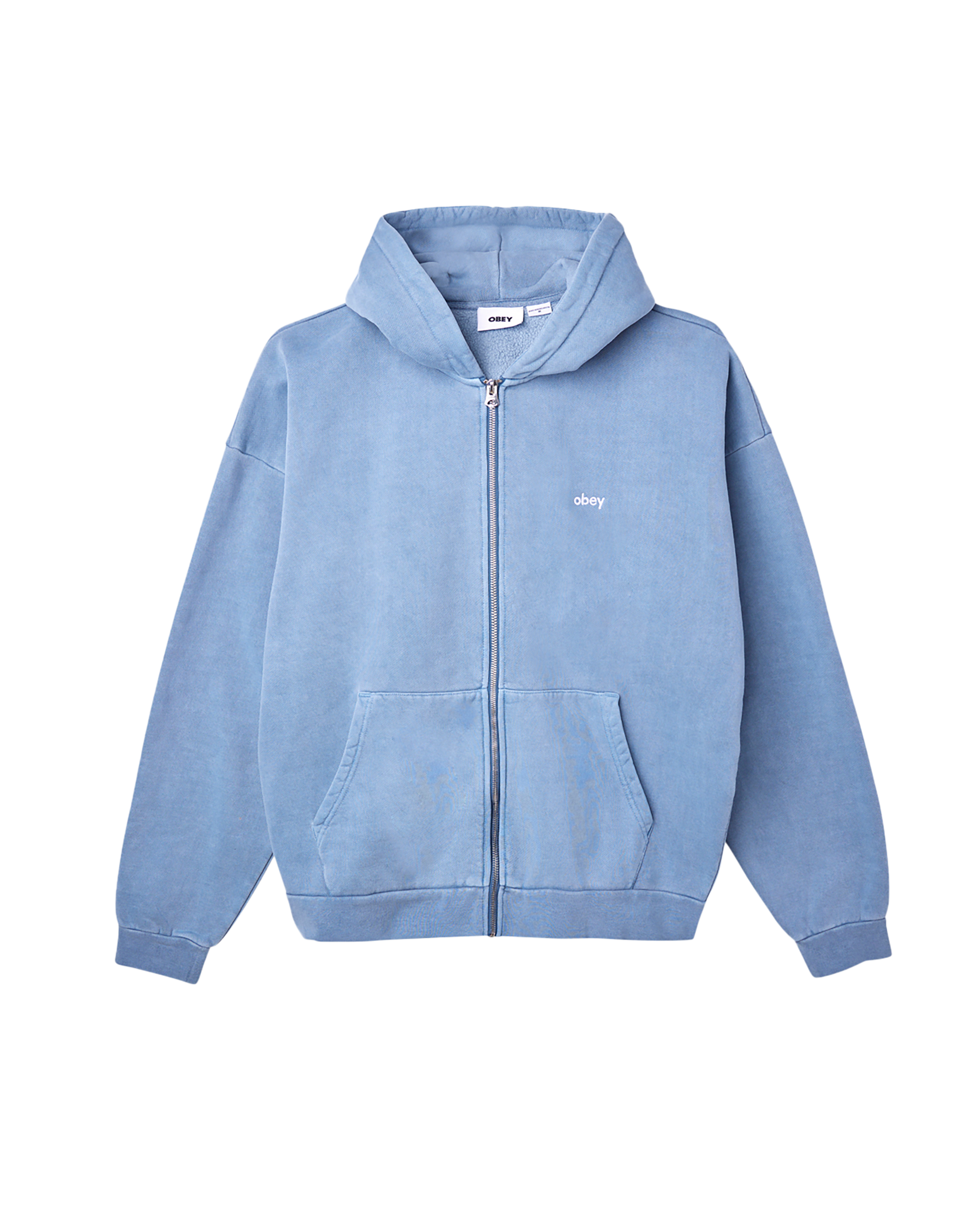 obey lowercase pigment zip hood pigment coronet blue