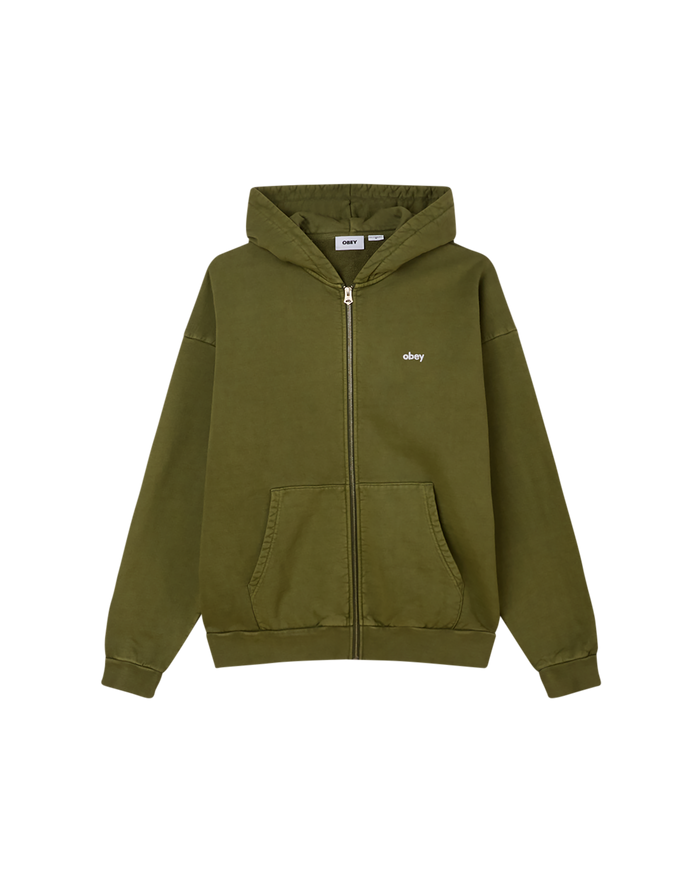 obey lowercase pigment zip hood pigment moss green