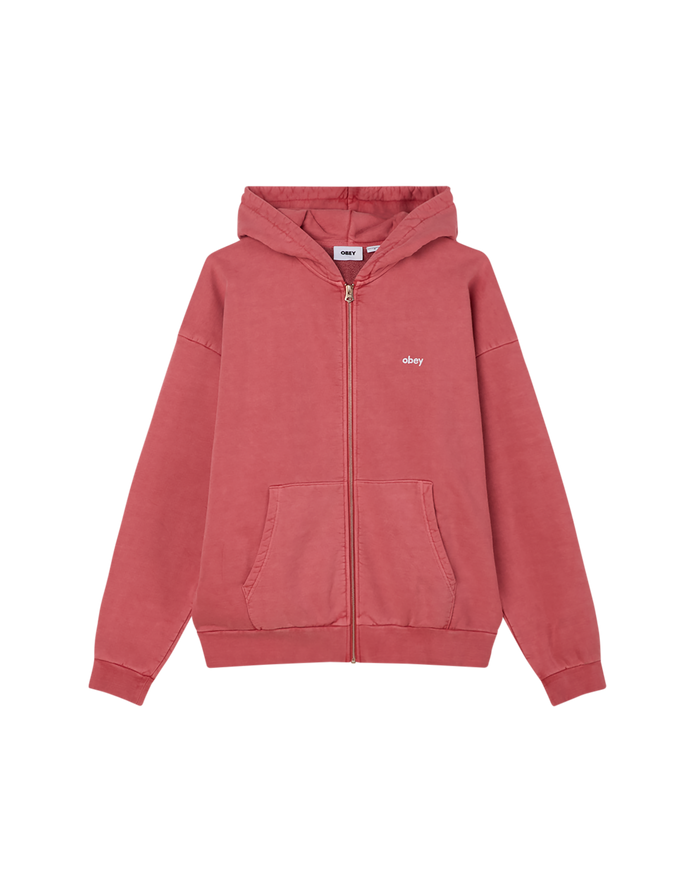 obey lowercase pigment zip hood pigment mineral red