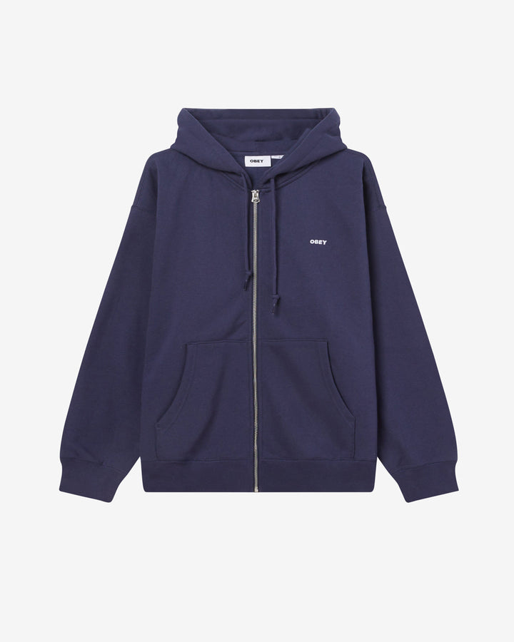 OBEY EST. WORKS BOLD ZIP HOOD ACADEMY NAVY