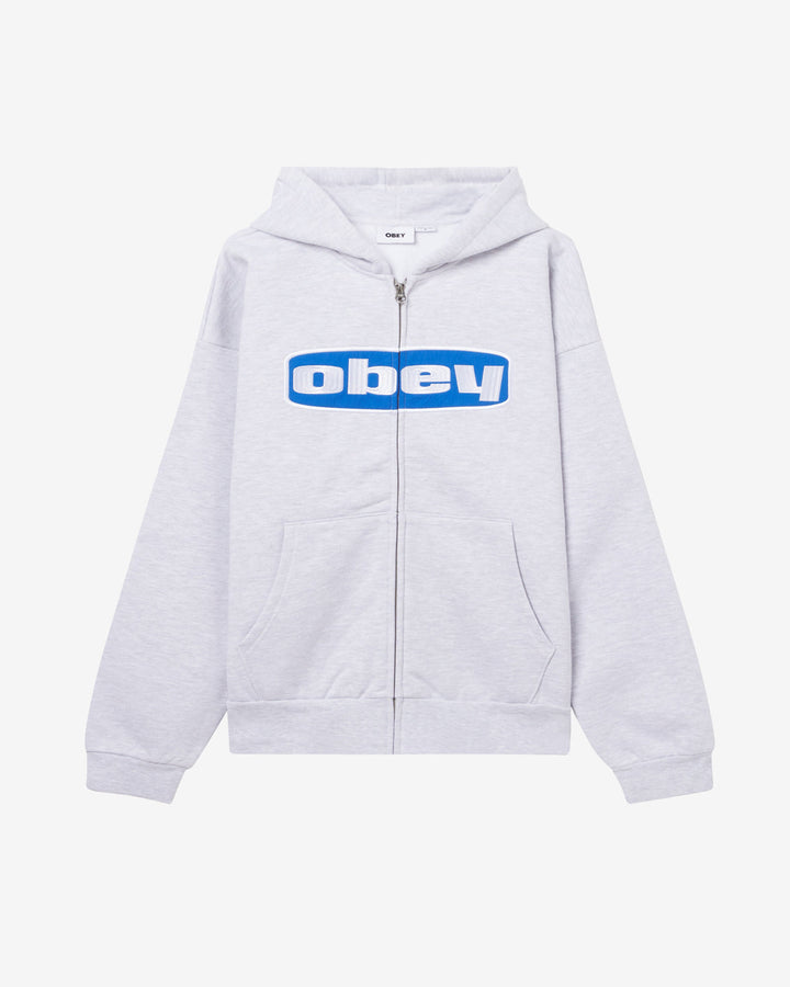 OBEY BOXED IN EXTRA HEAVY ZIP HOOD ASH GREY