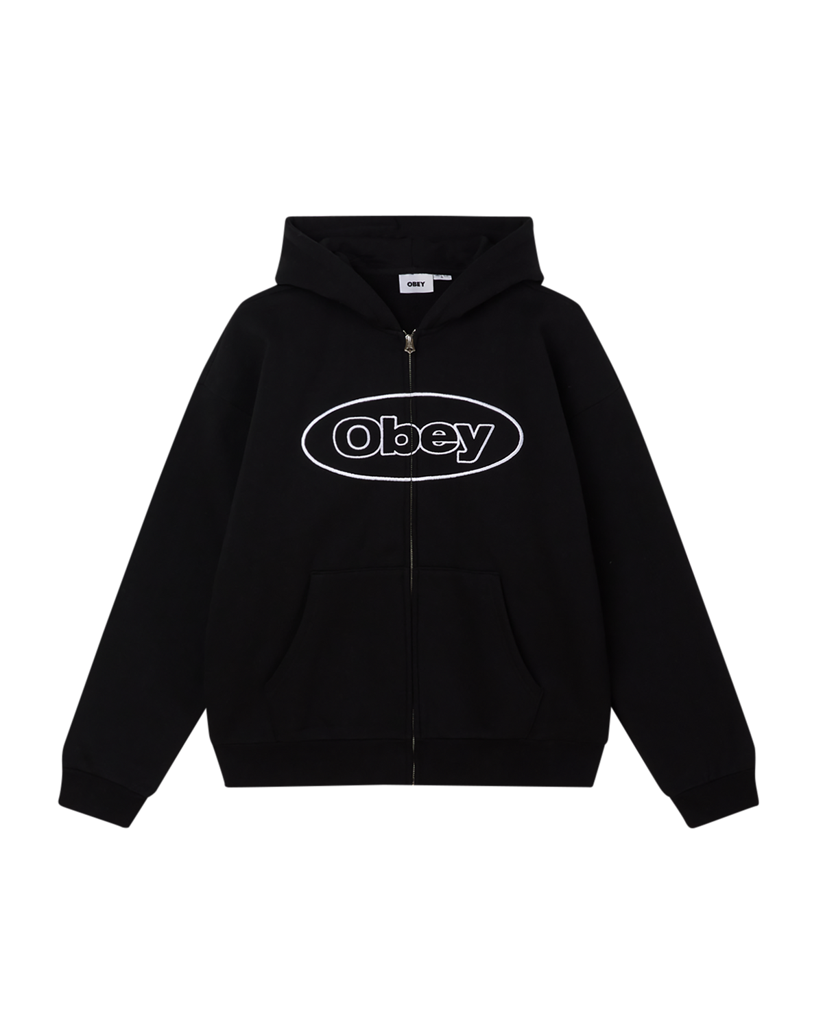 obey oval extra heavy zip hood black