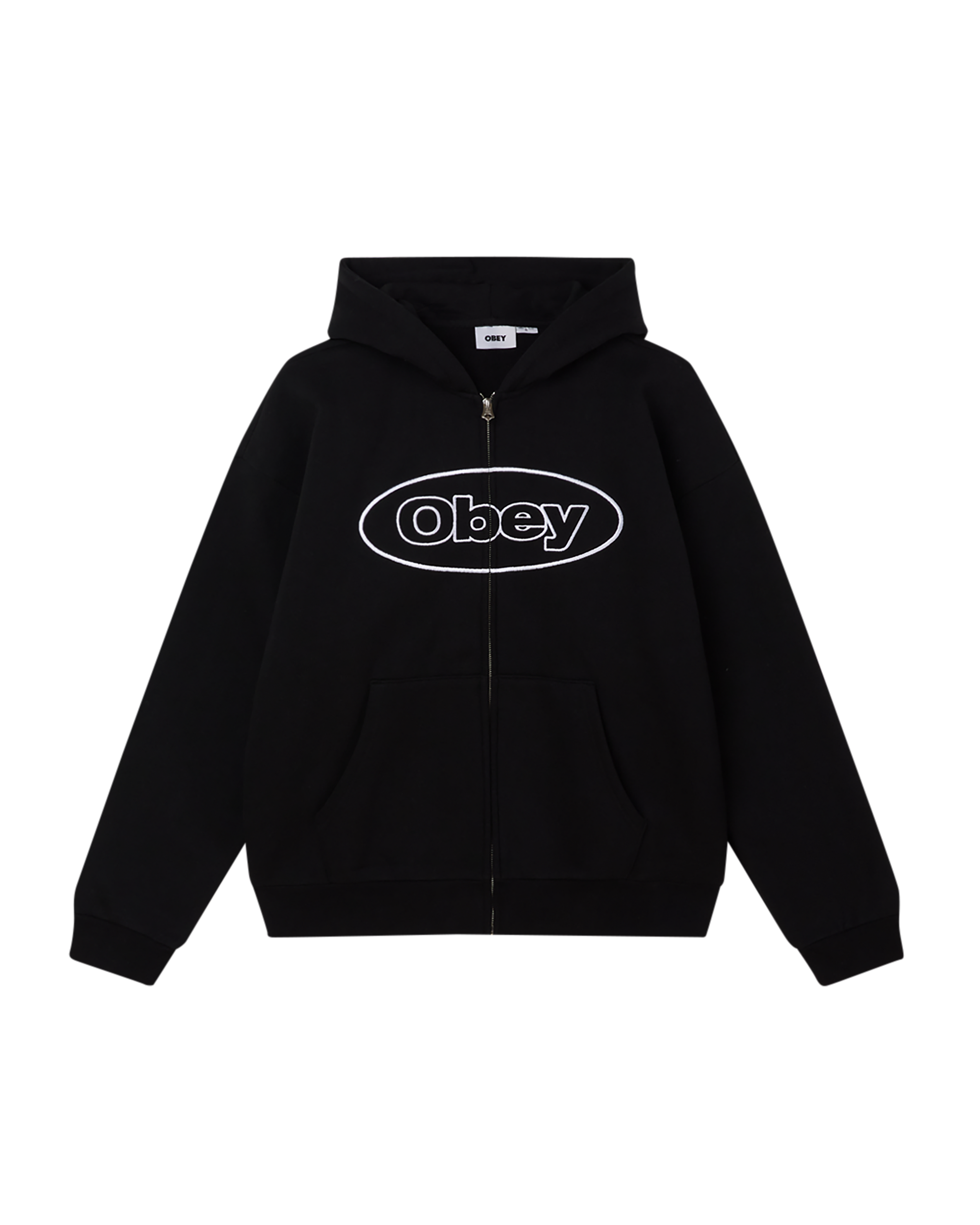 obey oval extra heavy zip hood black