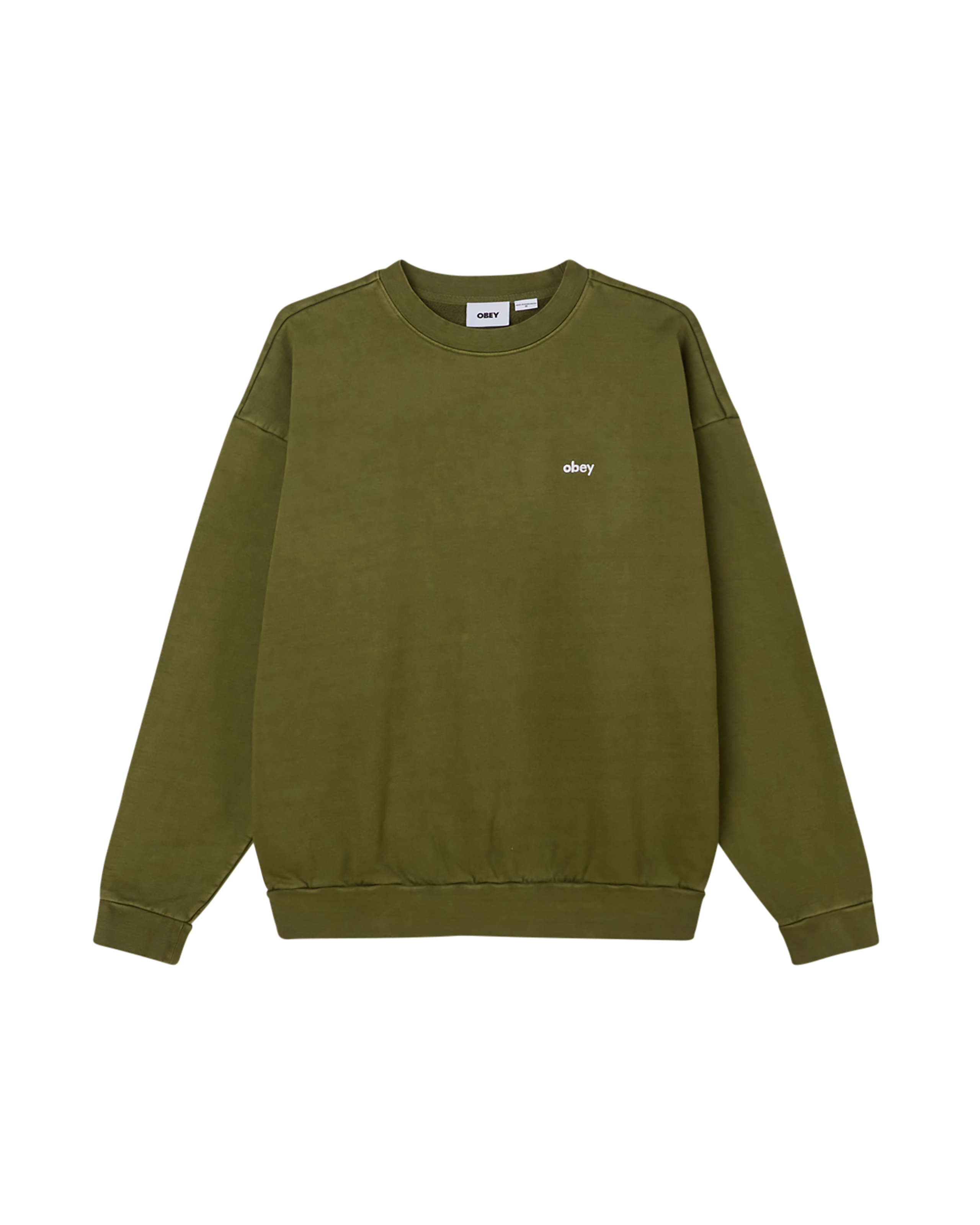 obey lowercase pigment crewneck pigment moss green