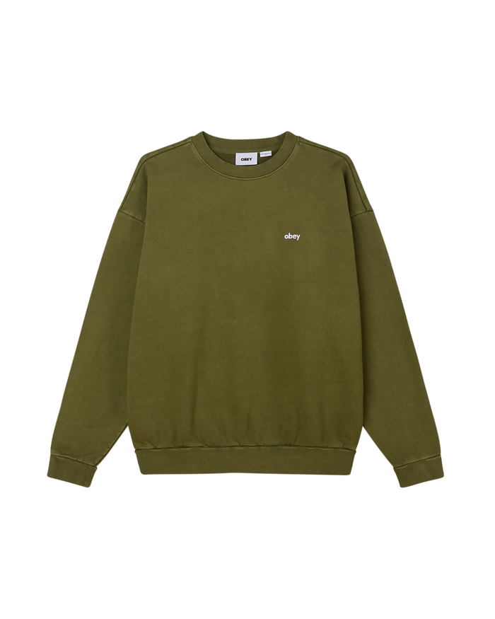 obey lowercase pigment crewneck pigment moss green