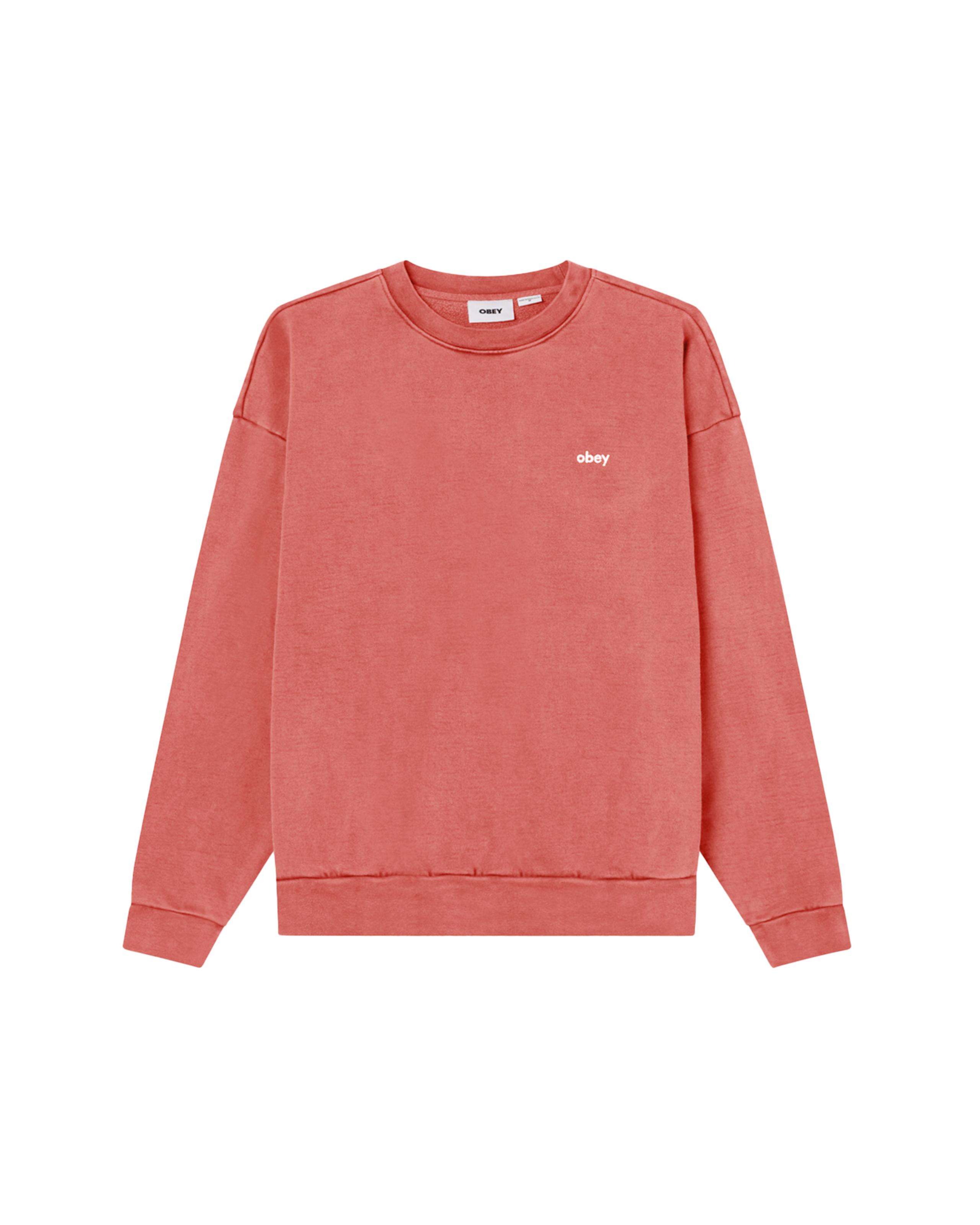 obey lowercase pigment crewneck pigment mineral red