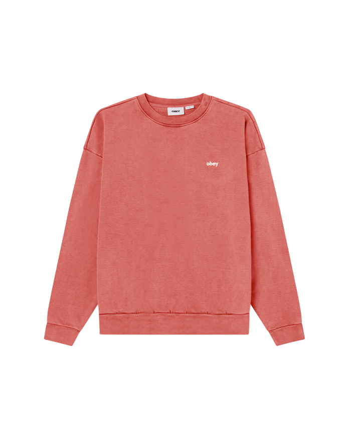 obey lowercase pigment crewneck pigment mineral red