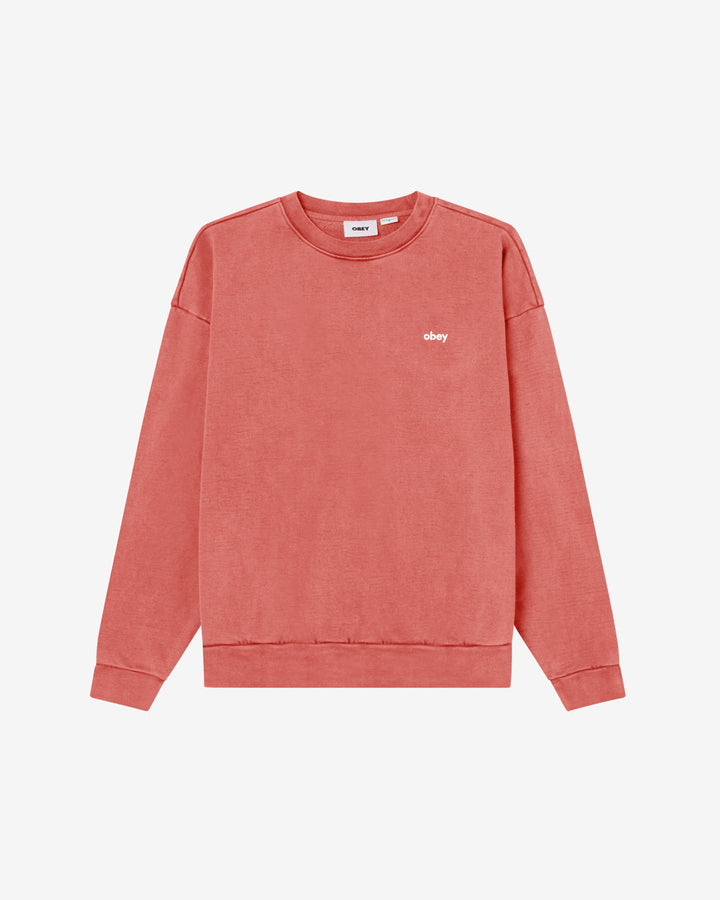 OBEY LOWERCASE PIGMENT CREWNECK PIGMENT MINERAL RED