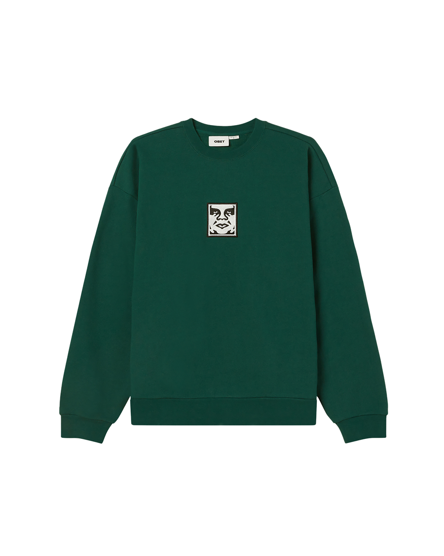 obey icon crewneck rain forest