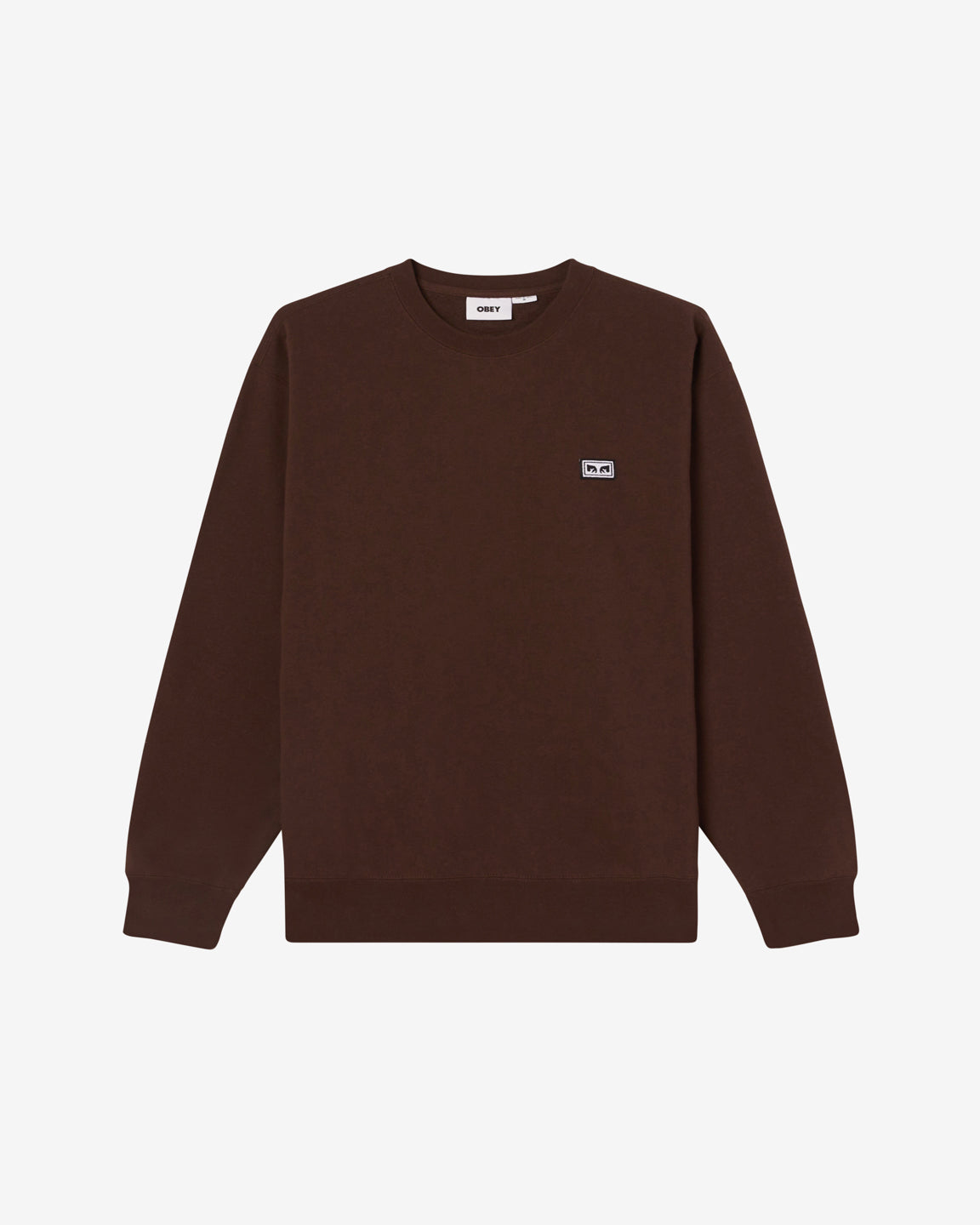 obey est works eyes crewneck java brown