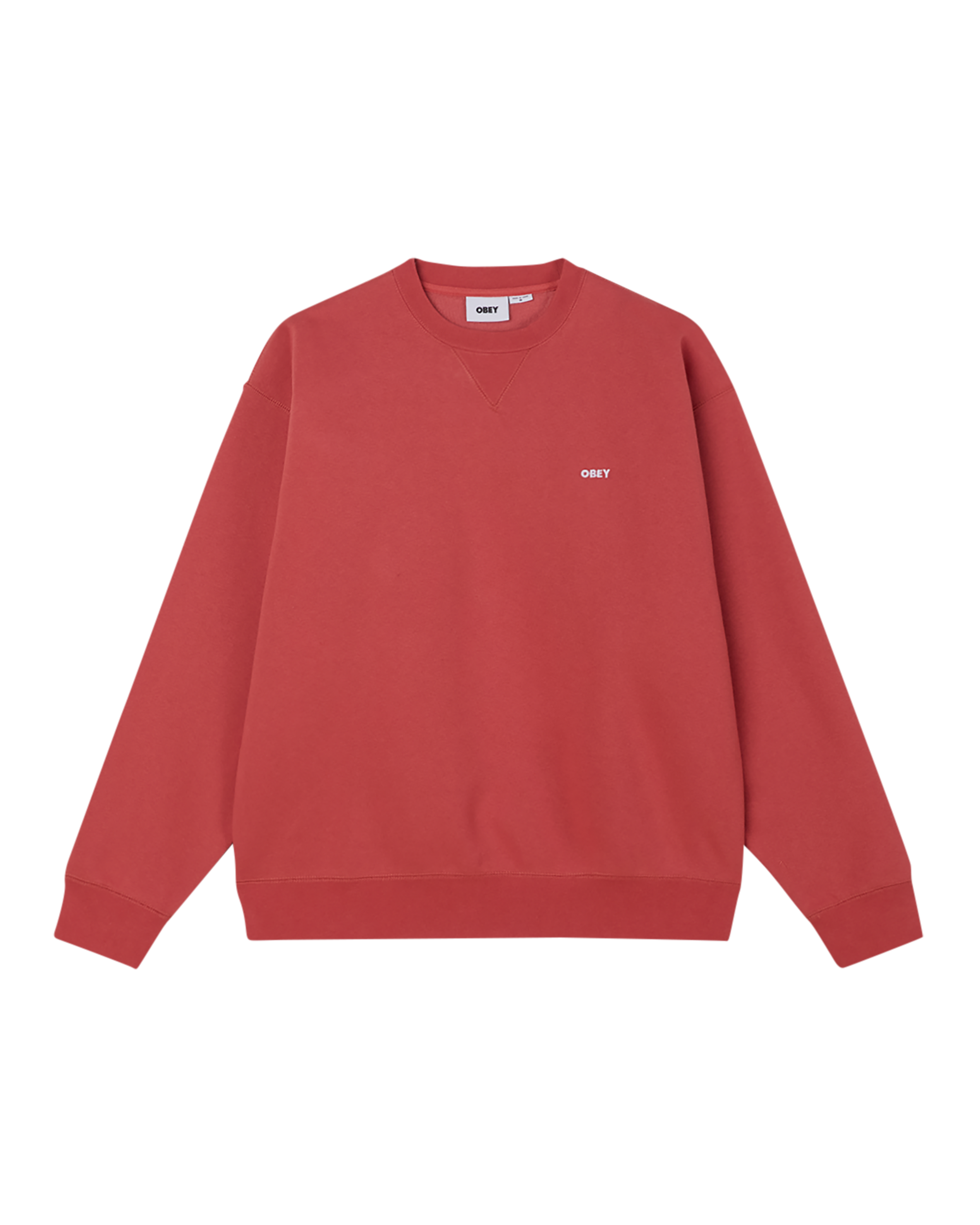 obey est works bold crewneck mineral red