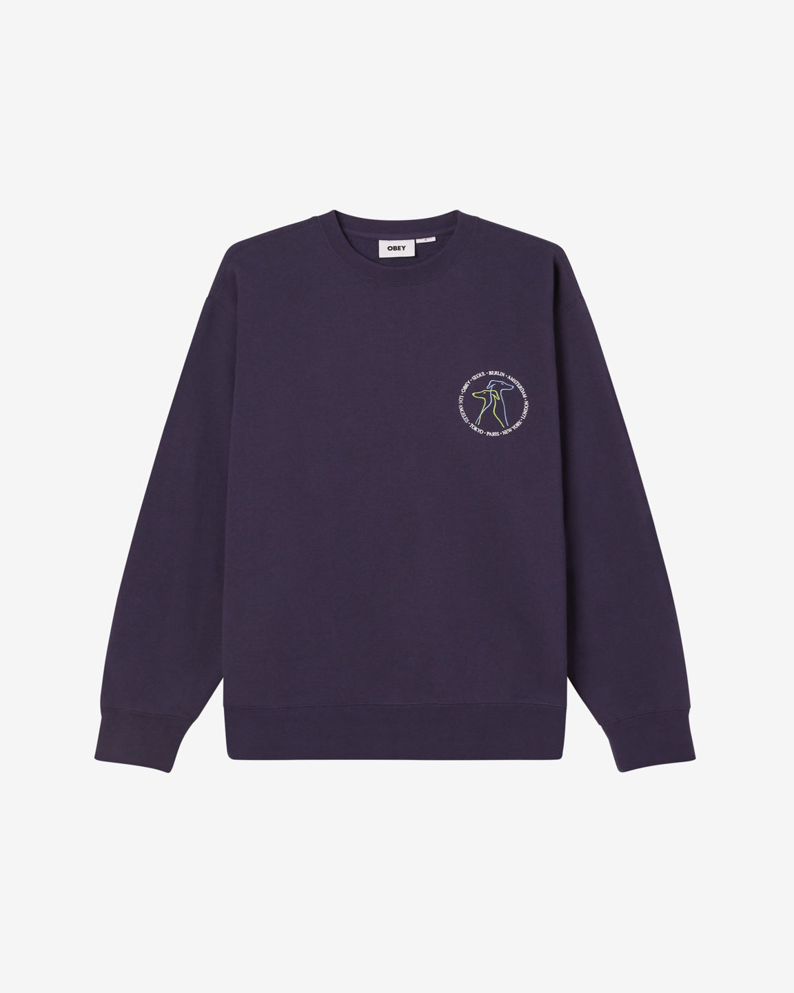 obey city dogs crewneck academy navy