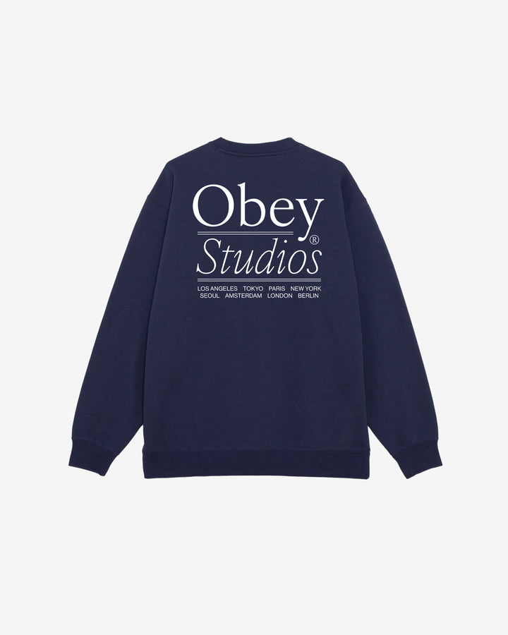 OBEY STUDIOS PREMIUM CREWNECK ACADEMY NAVY