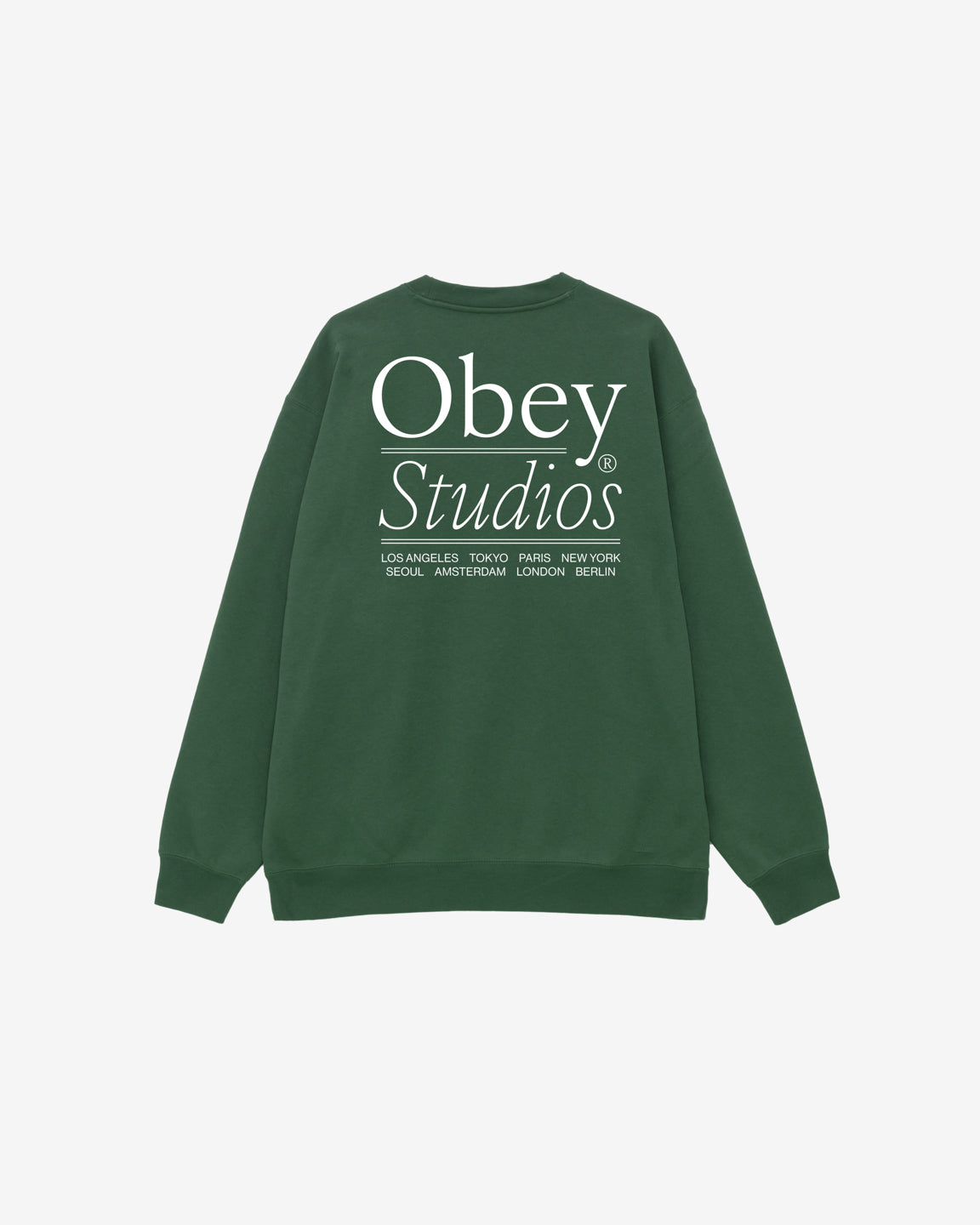 obey studios crewneck rain forest