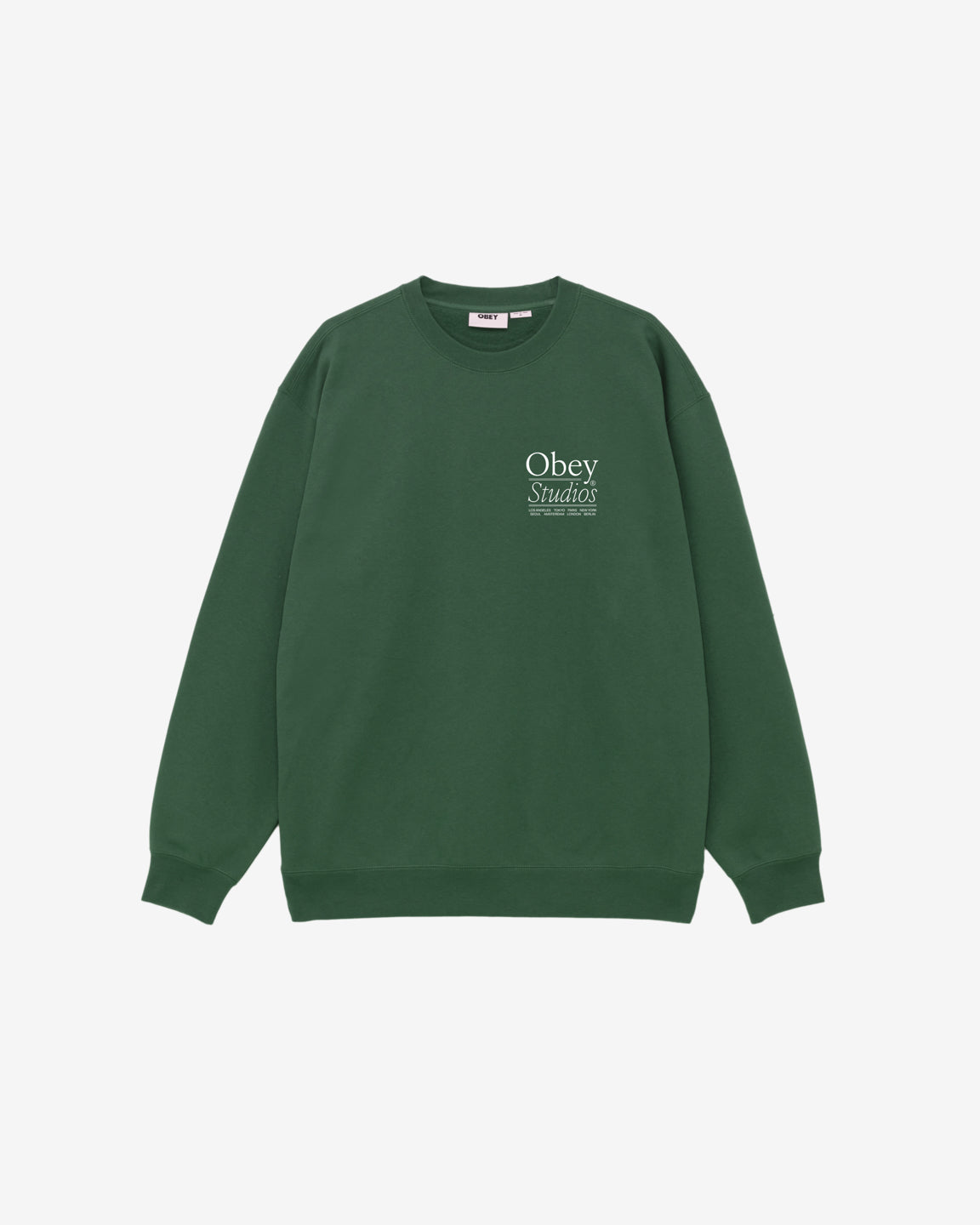 obey studios crewneck rain forest