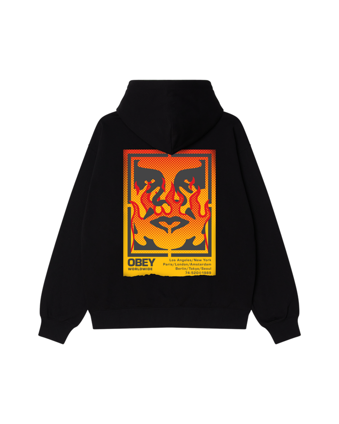 obey icon stencil flame pullover black