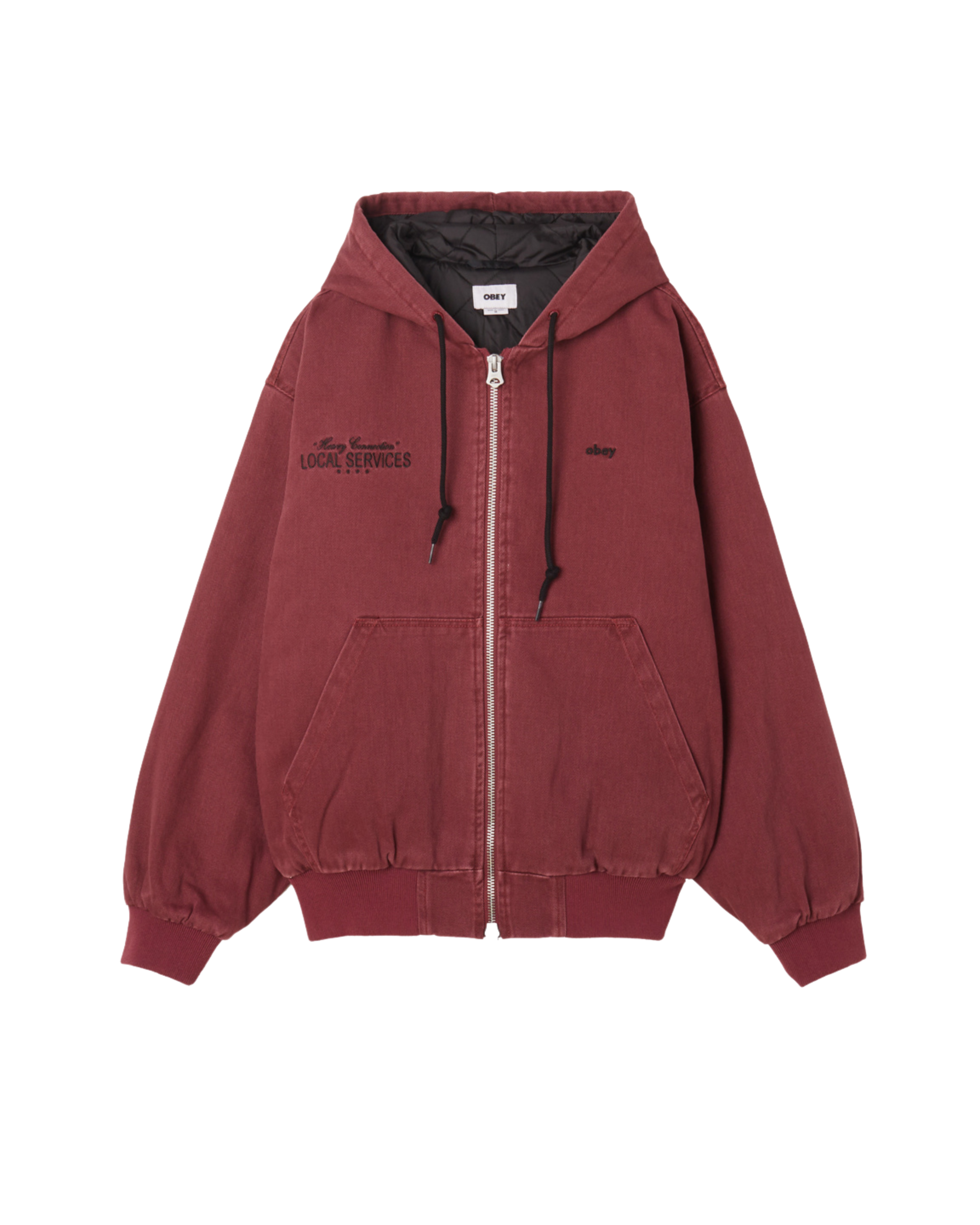 LOCAL SERVICE ZIP UP HOOD Wine Faded Wash