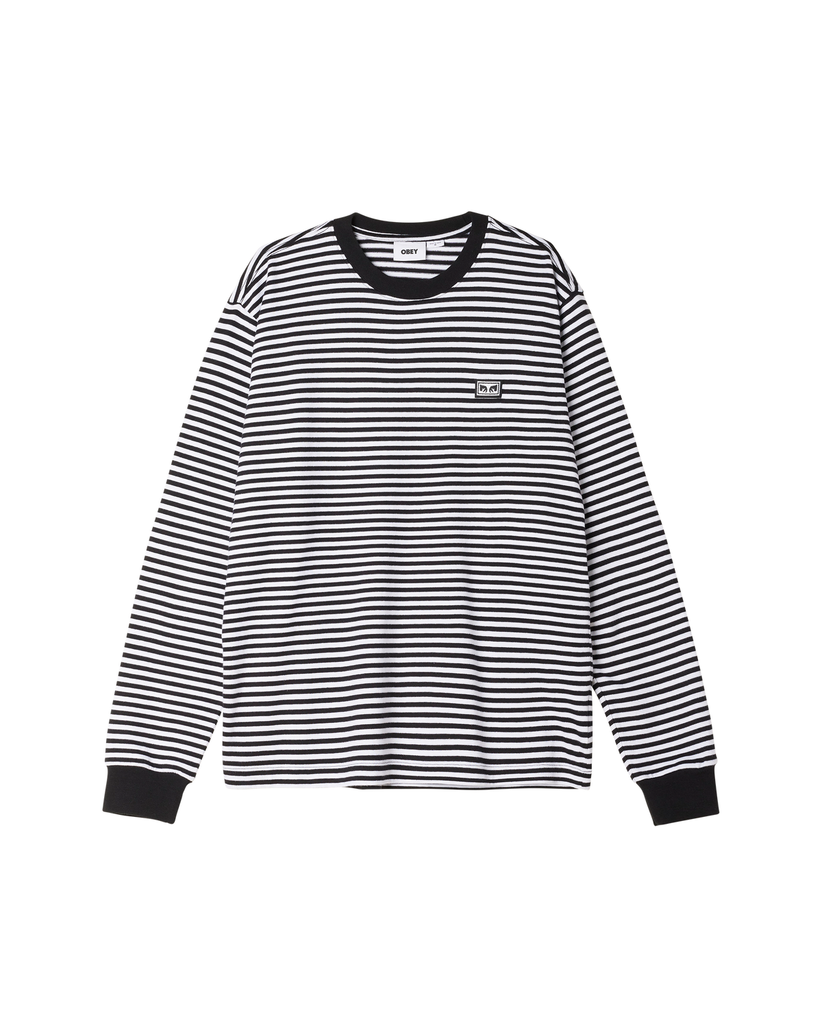 obey est works ls stripe t shirt black multi