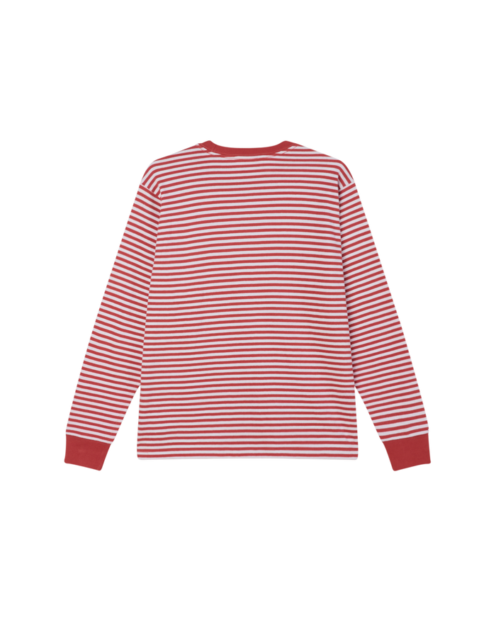 obey est works ls stripe t shirt mineral red multi