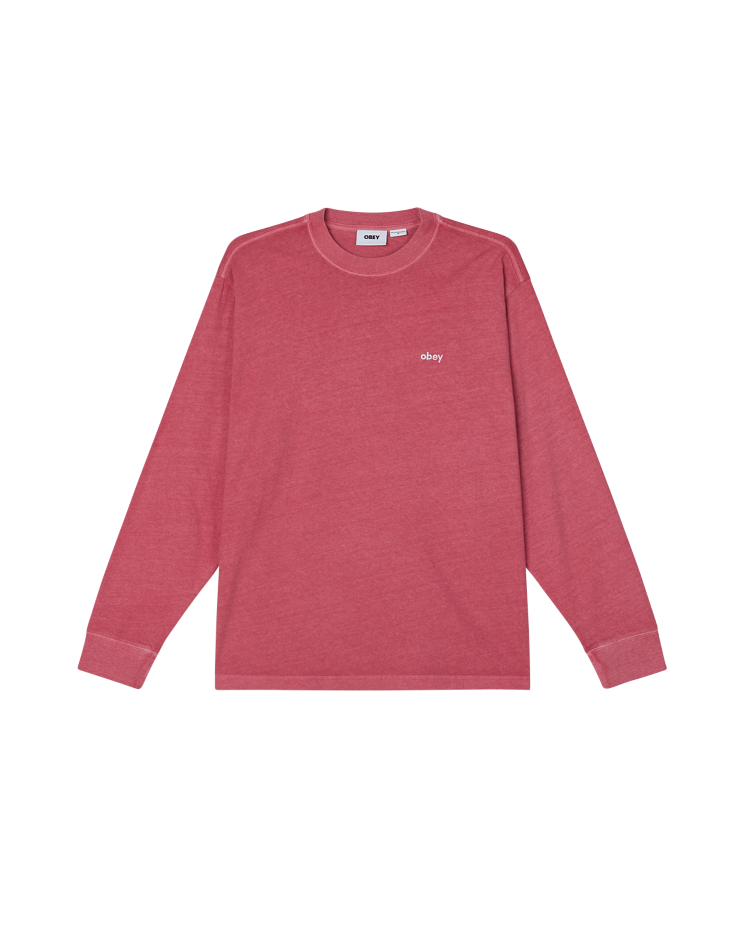 obey lowercase pigment ls t shirt pigment mineral red (zoomed)
