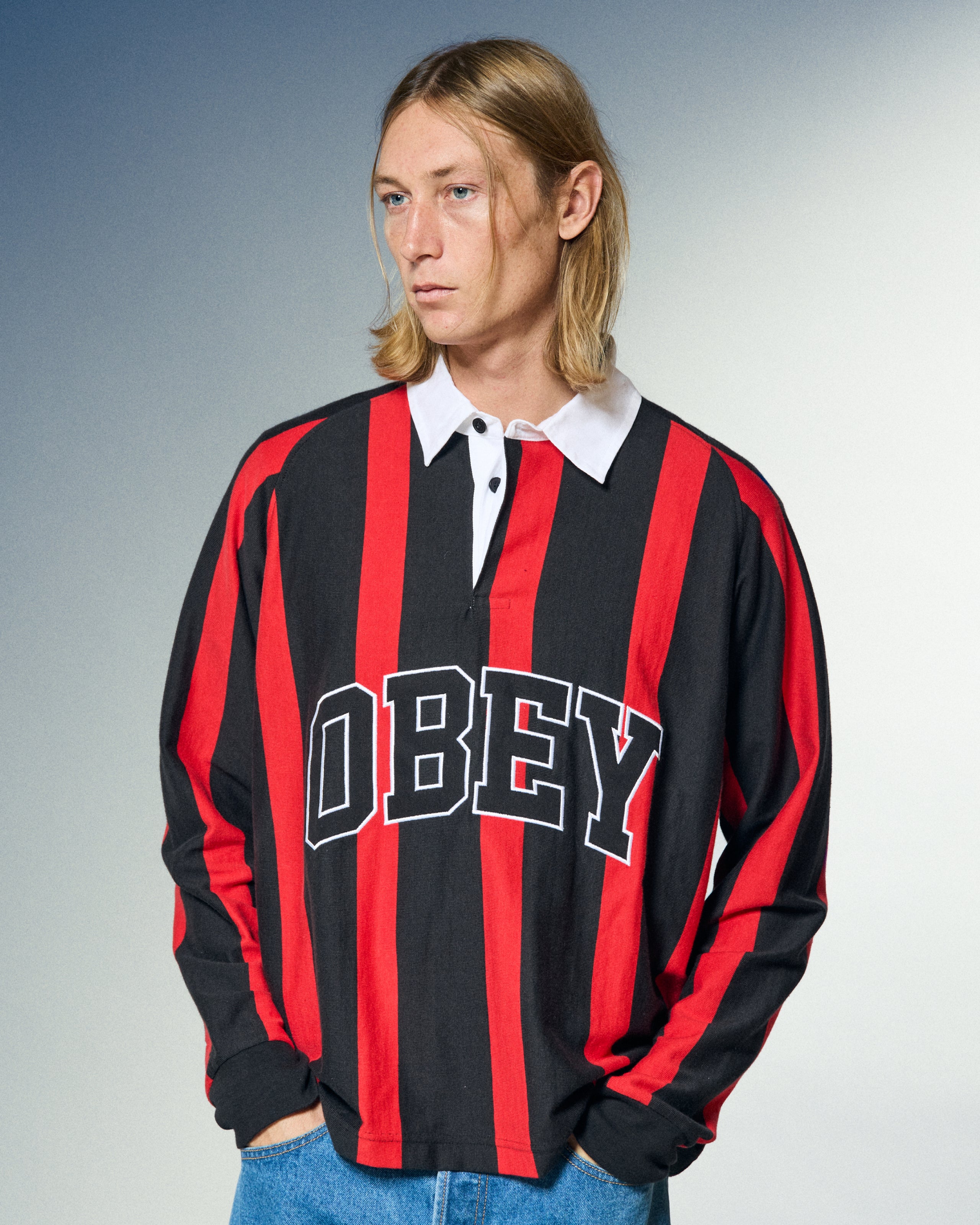 LANDON LS STRIPE POLO