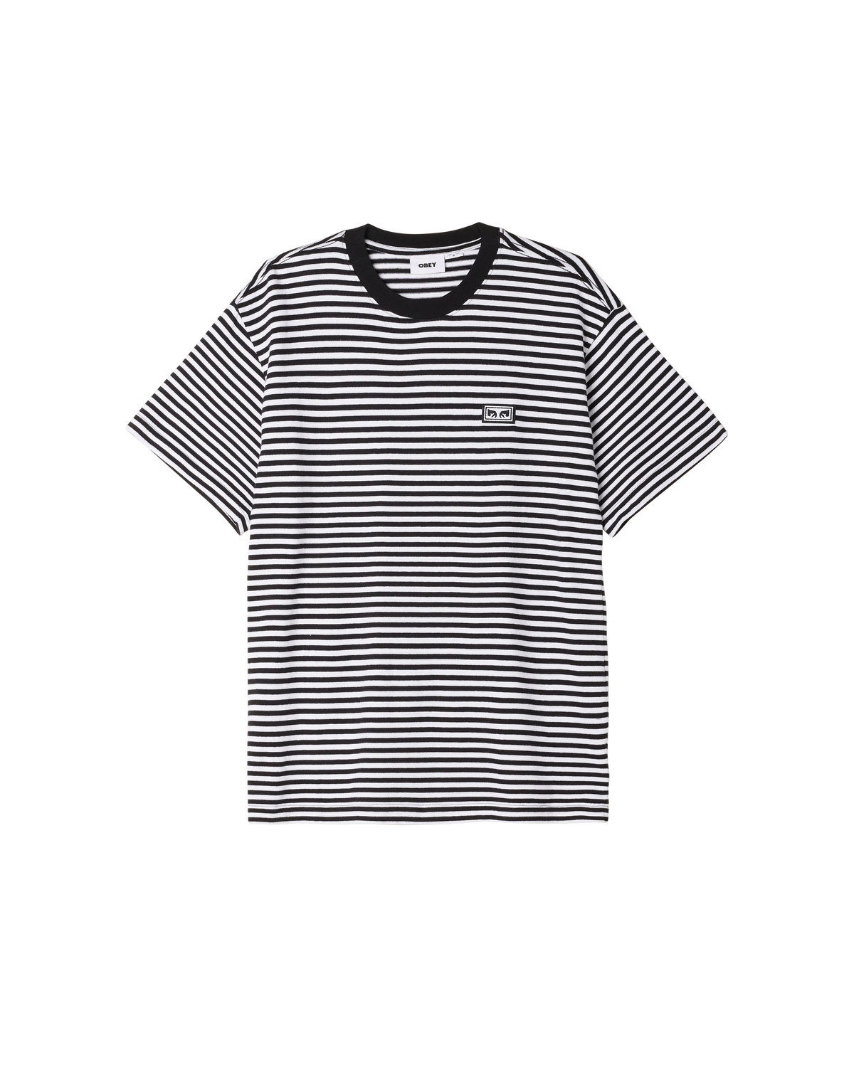 obey est works eyes stripe t shirt black multi