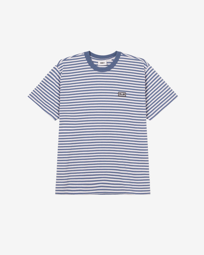 obey est works eyes stripe t shirt coronet blue multi