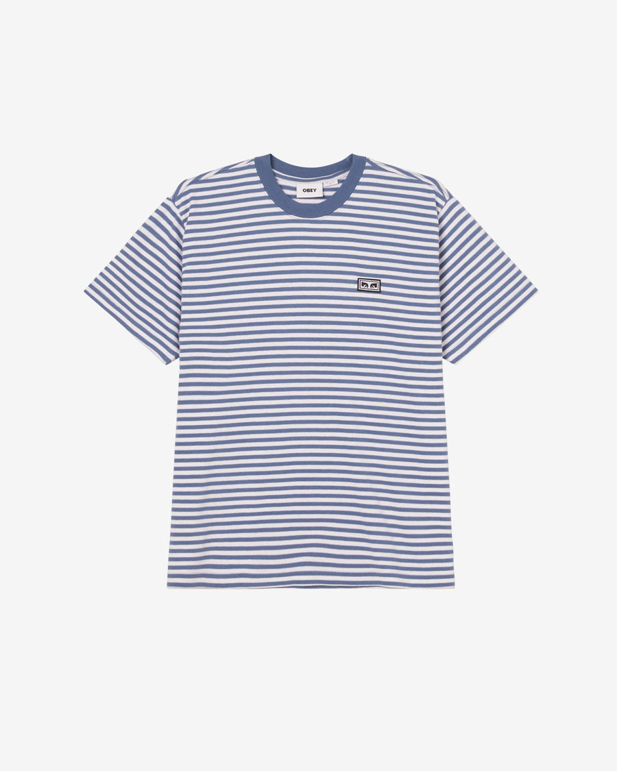 obey est works eyes stripe t shirt coronet blue multi