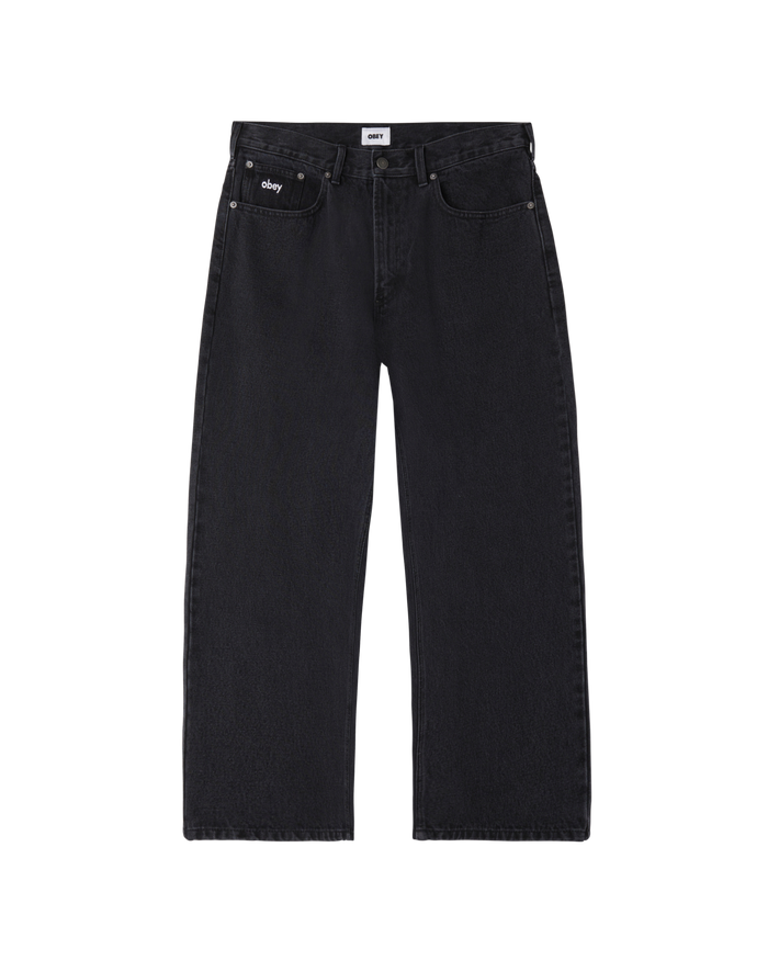 obey bigwig denim carpenter pant black faded wash