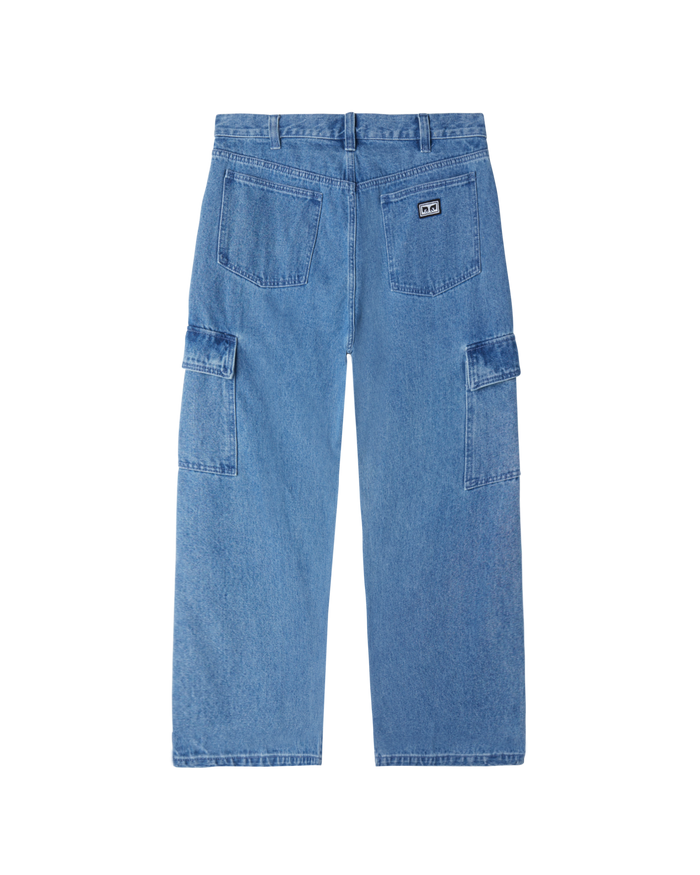 obey bigwig cargo denim pant light indigo