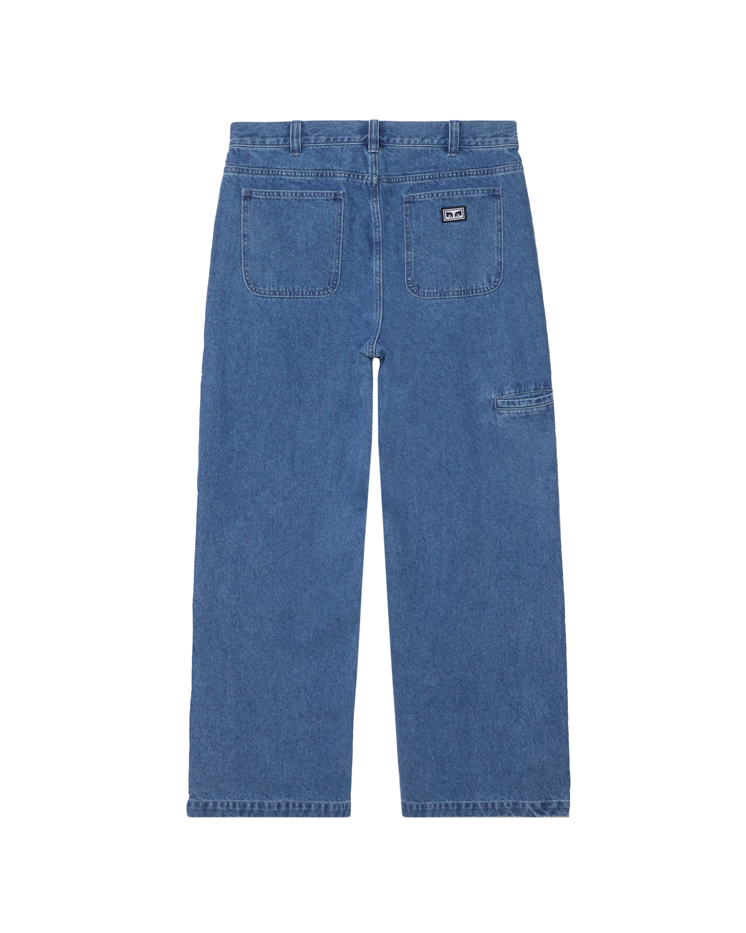 obey bigwig double knee work denim light indigo