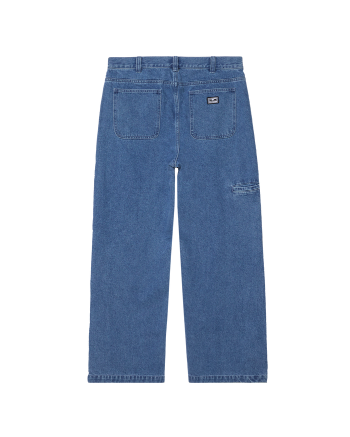 obey bigwig double knee work denim light indigo