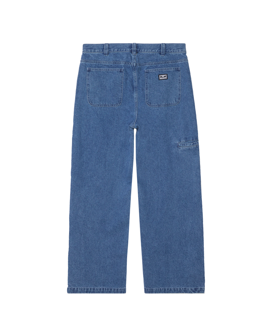 obey bigwig double knee work denim light indigo