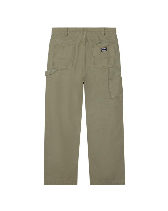 obey big timer twill double knee carpenter lichen green faded wash