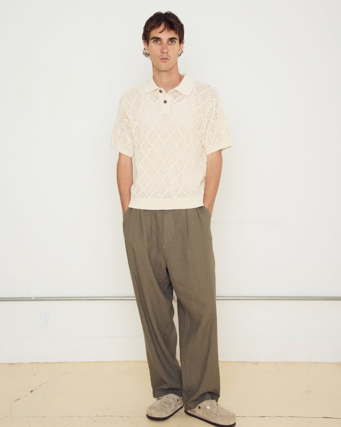 FOSTER PLEATED LINEN PANT - alternate view