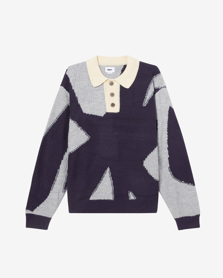 LUCA POLO SWEATER HEATHER GREY MUTLI