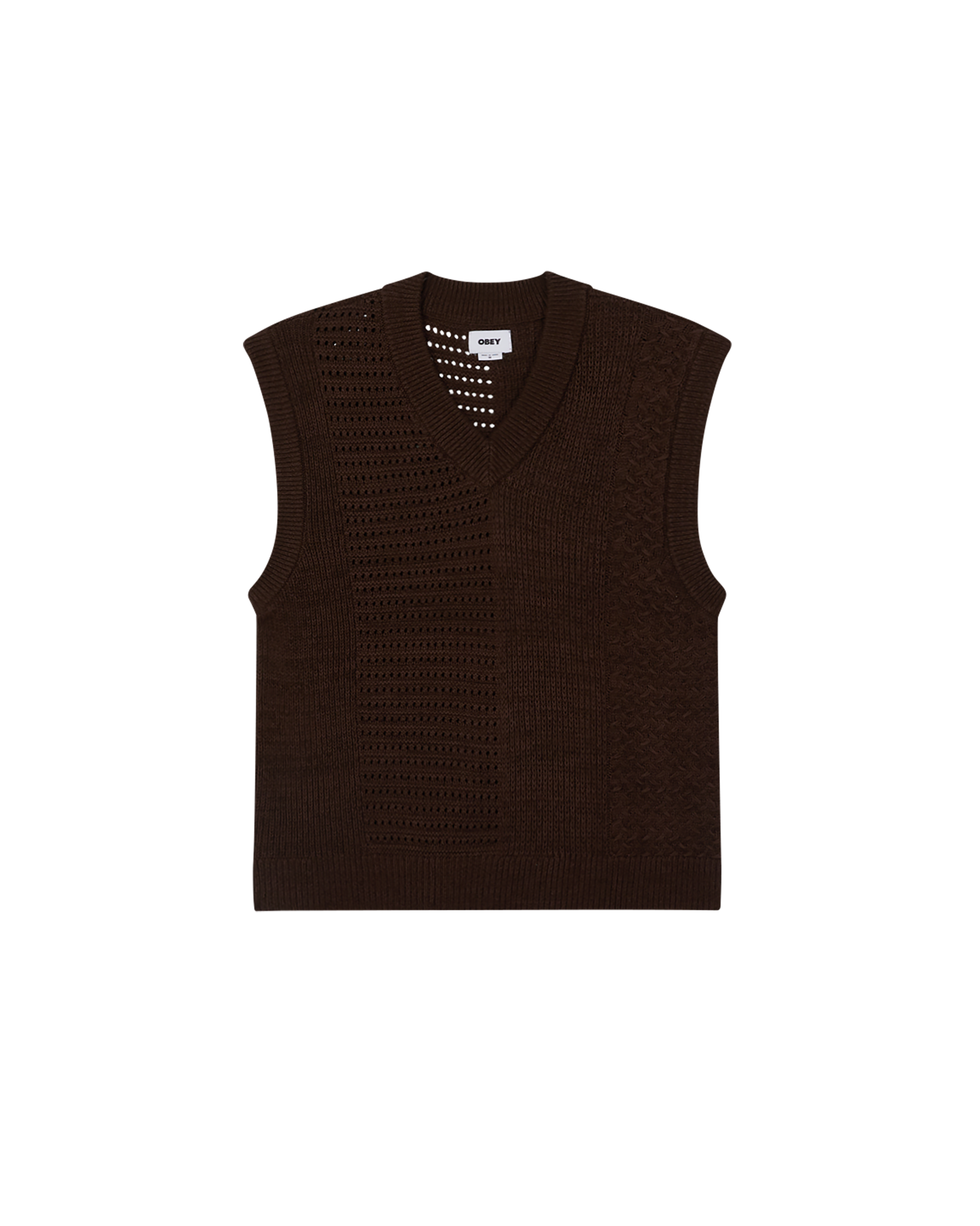 obey garret sweater vest java brown