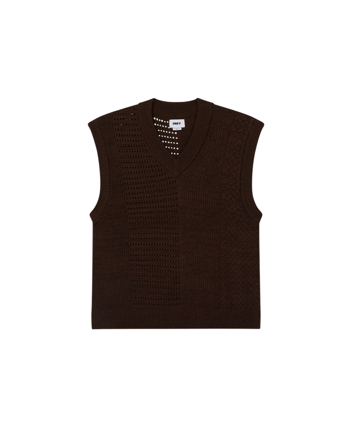 obey garret sweater vest java brown