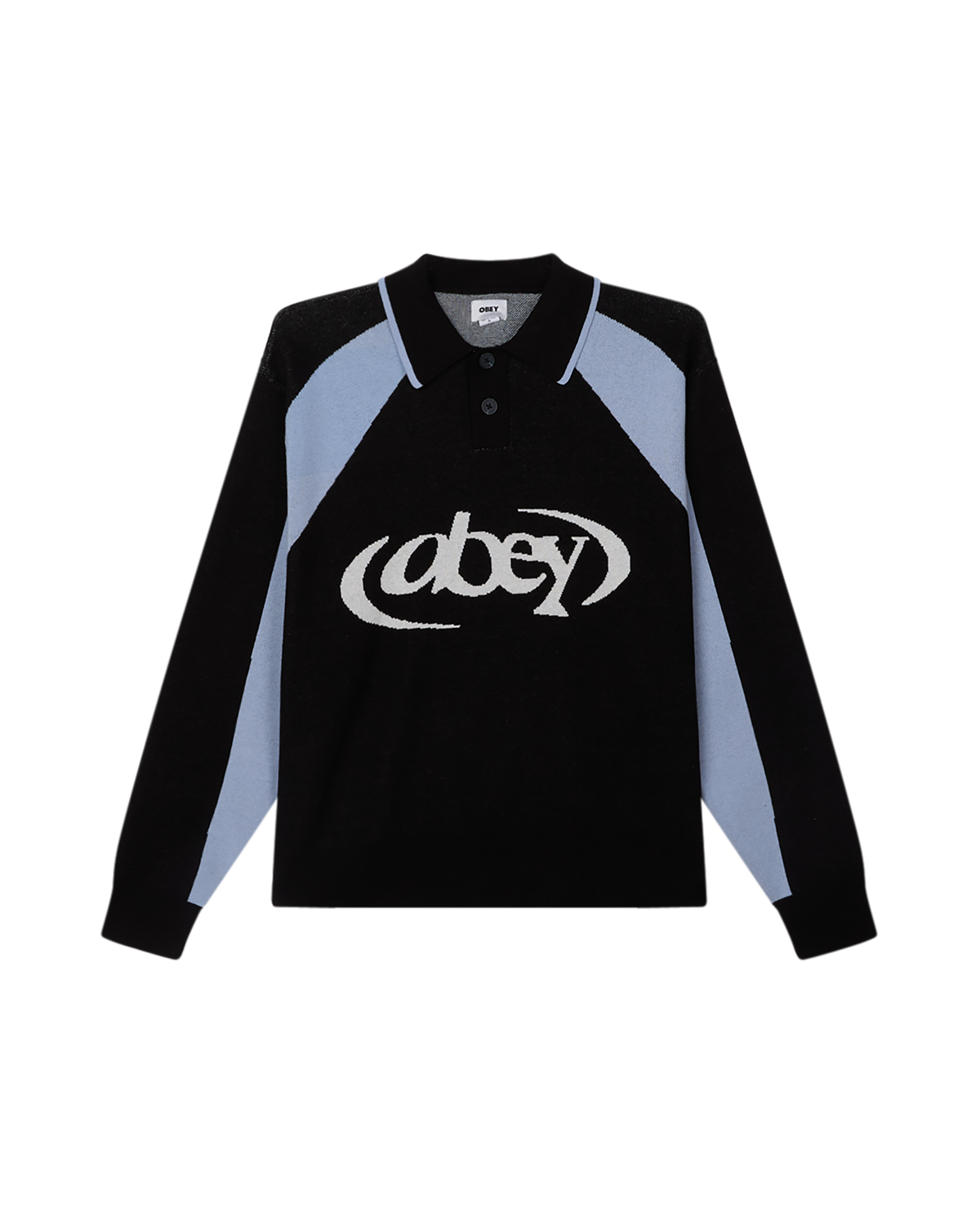 obey soccer polo sweater faded black multi