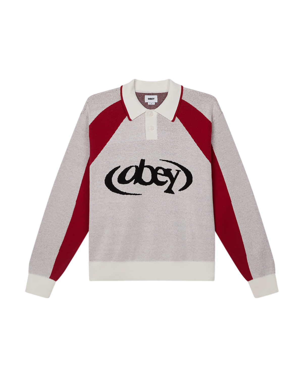 obey soccer polo sweater white multi