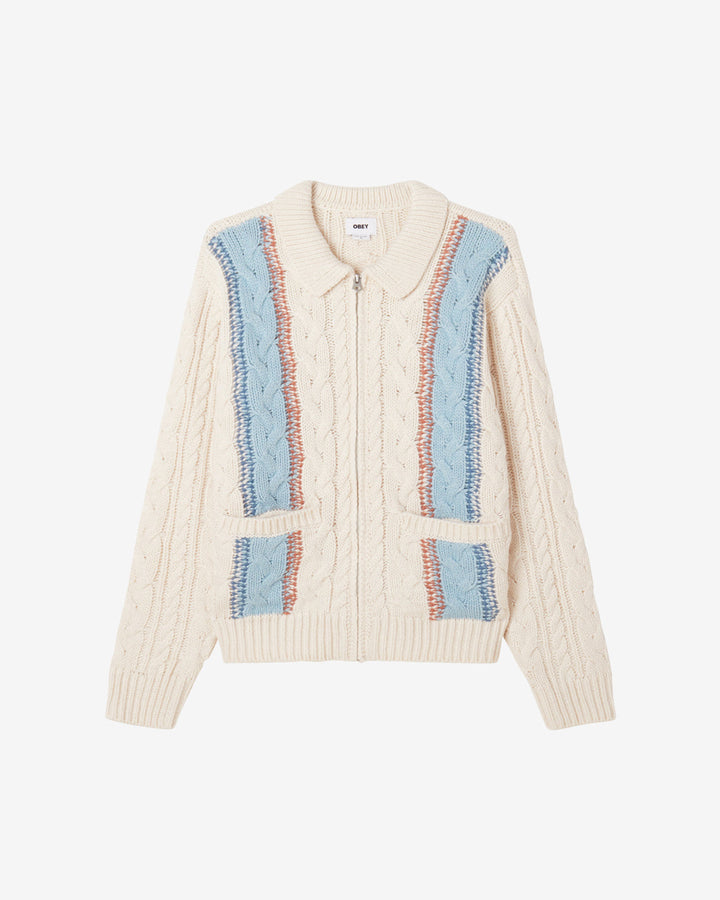 EZRA ZIP CARDIGAN UNBLEACHED MULTI