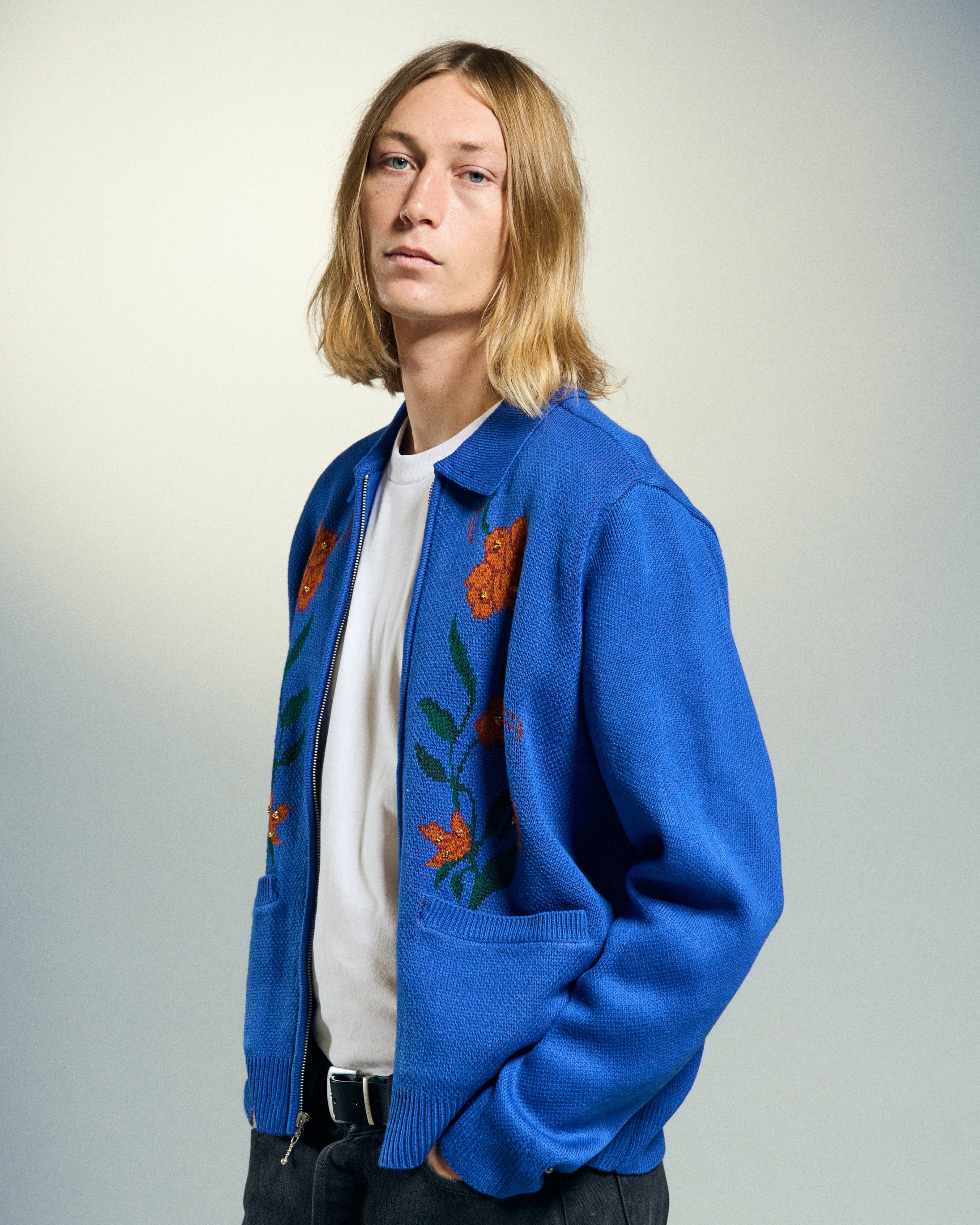 FLORAL ZIP CARDIGAN
