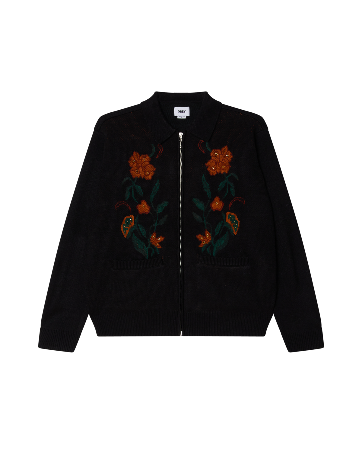 FLORAL ZIP CARDIGAN
