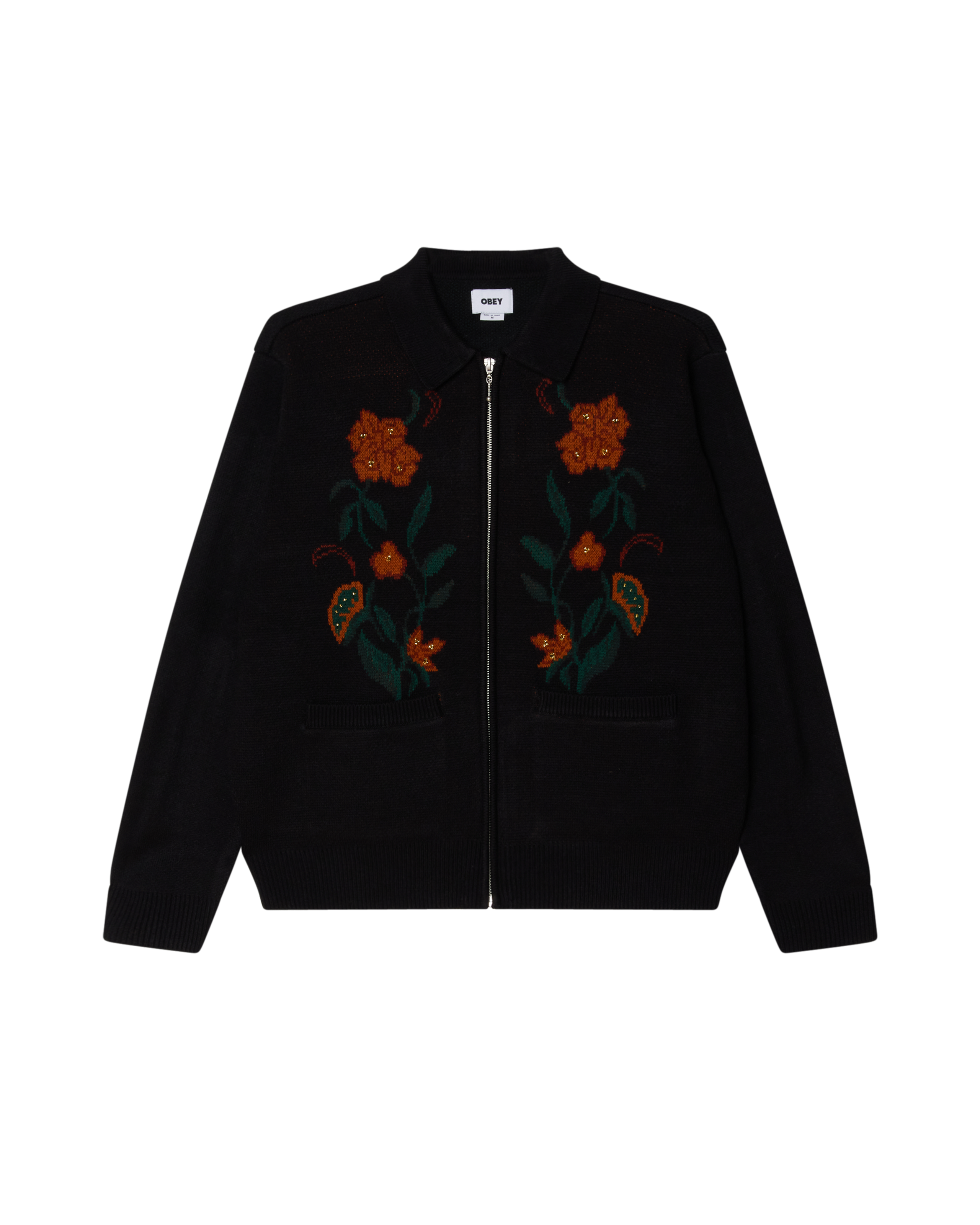 FLORAL ZIP CARDIGAN