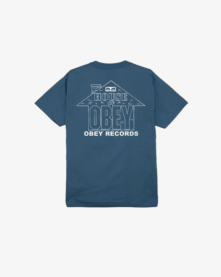 HOUSE OF OBEY RECORDS CLASSIC T-SHIRT HARBOR BLUE