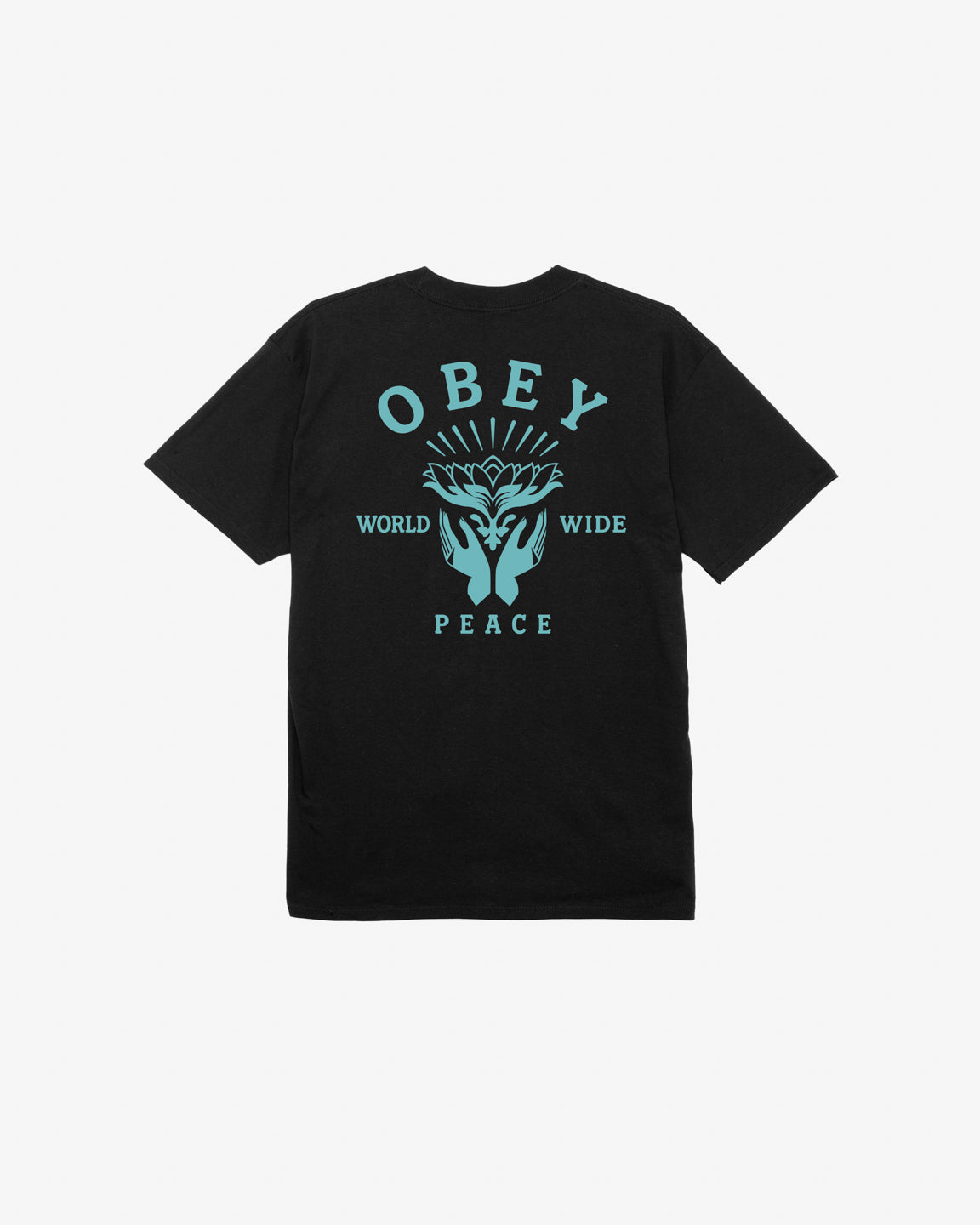 obey lotus with hands classic t shirt black